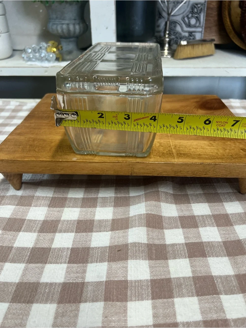 Vintage Hazel atlas criss cross refrigerator dish glass lidded storage
